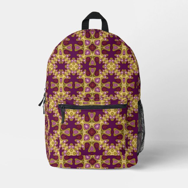Psychedelic Mehdi Burgundy Mustard Yellow Bedruckter Rucksack (Vorderseite)