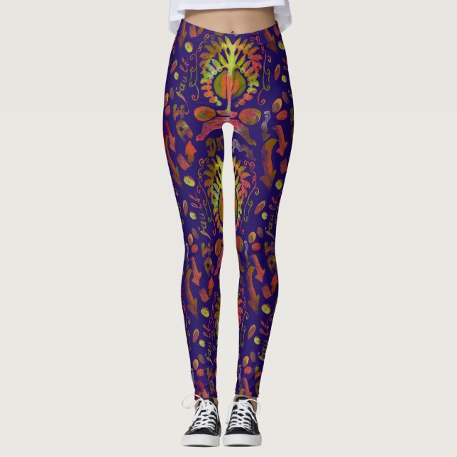 Psychedelic Mirror Symmetrie Abstrakte Kunst Leggings (Vorderseite)