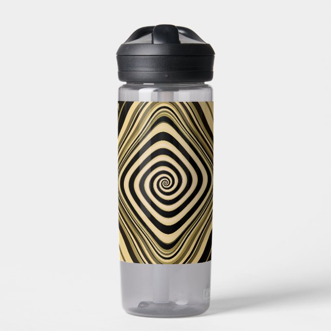 Psychedelic Monogram Swirl Groovy Fraktal Art Trinkflasche (Vorderseite)