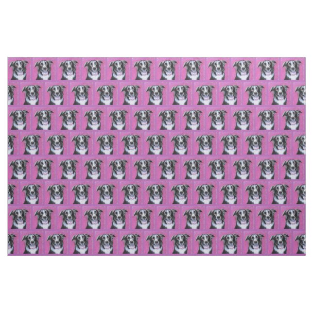 Psychedelic Moon Dog Border Collie Fabric Stoff (Yard (91,4 cm))