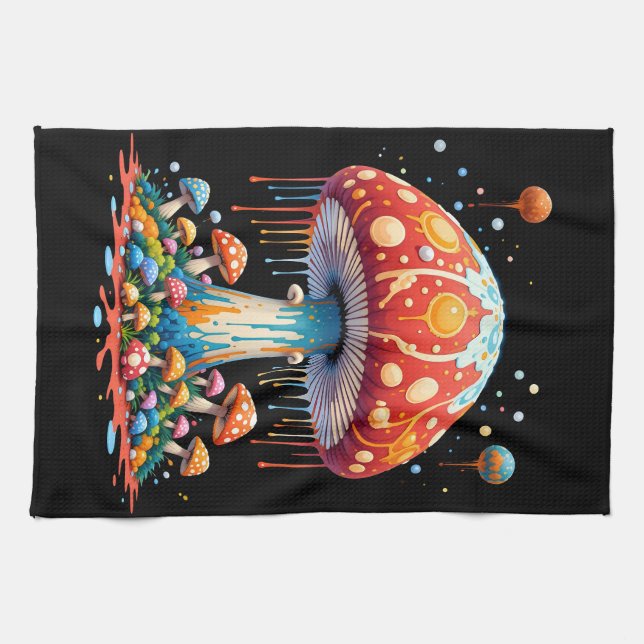 Psychedelic Mushroom Illustration Geschirrtuch (Horizontal)