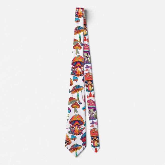Psychedelic Mushroom Pattern 3D Krawatte (Vorderseite)