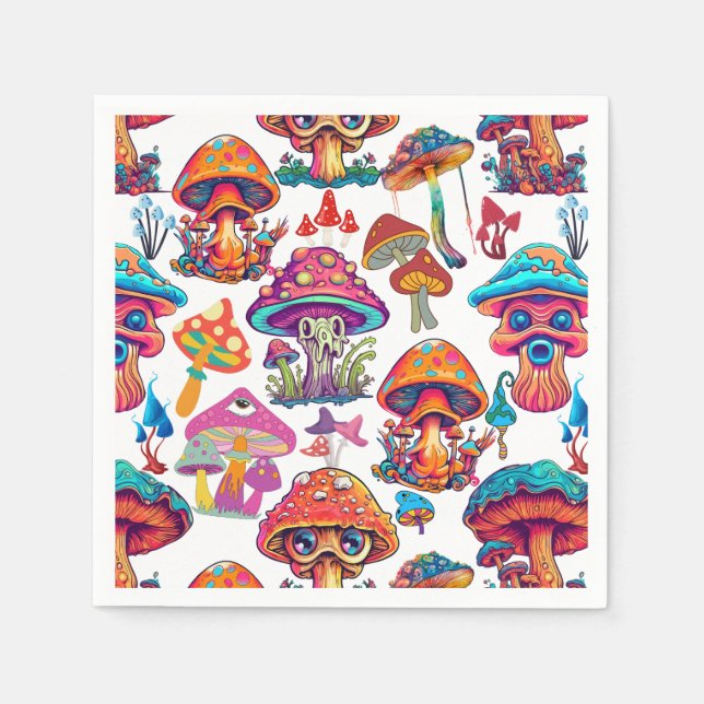 Psychedelic Mushroom Pattern 3D Serviette (Vorderseite)
