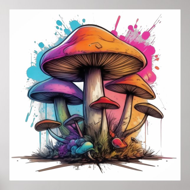 Psychedelic Mushroom Wonderland Poster (Vorne)