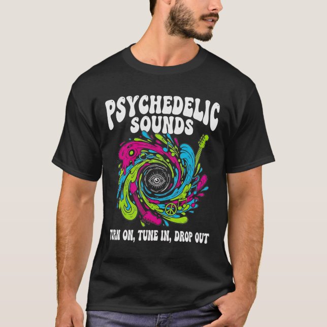 Psychedelic Music Festival T - Shirt, Retro 70er T T-Shirt (Vorderseite)