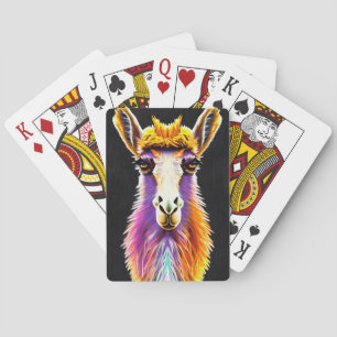 Psychedelic Neon Lila Orange Funky Llama Spielkarten