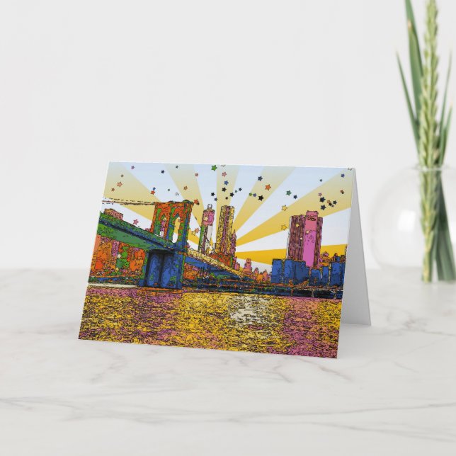 Psychedelic New York City: Brooklyn Bridge, WTC #1 Karte (Vorderseite)