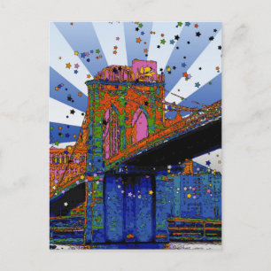 Psychedelic NYC: Brooklyn Bridge #2 Postkarte