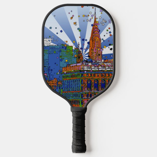 Psychedelic NYC: Chrysler, Flatiron #1 Pickleball Schläger (Vorderseite)