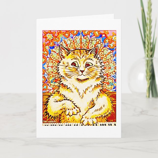 Psychedelic Orange Piano Cat, Louis Wain, Karte (Vorderseite)