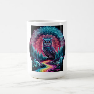 Psychedelic Owl Mandala - Trippy Forest Art Kaffeetasse