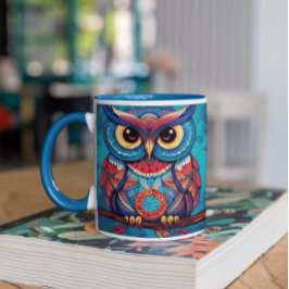 Psychedelic Owls Version 3 Tasse