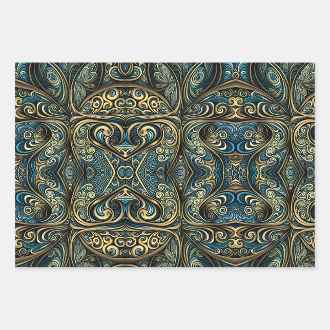 Psychedelic Paisley Crazy Geschenkpapier Set (Vorderseite)