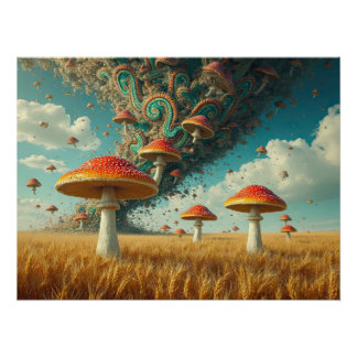 Psychedelic Paisley Mushrooms Poster