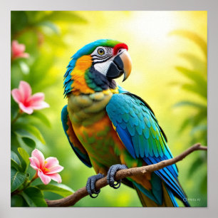 Psychedelic Parrot Art Poster
