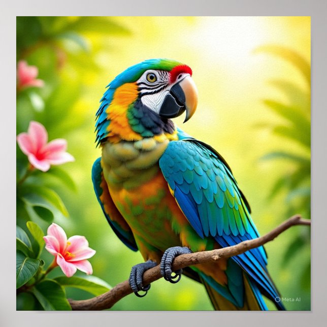 Psychedelic Parrot Art Poster (Vorne)