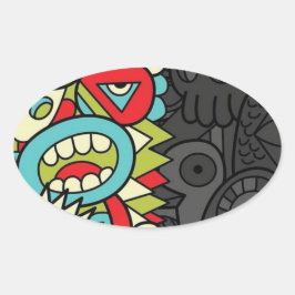 Psychedelic Patterns Ovaler Aufkleber