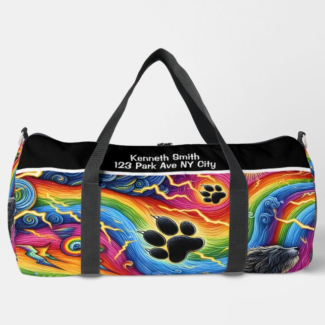 Psychedelic Paw Print Pet Adventure Monogram  Duffle Bag (Vorderseite)