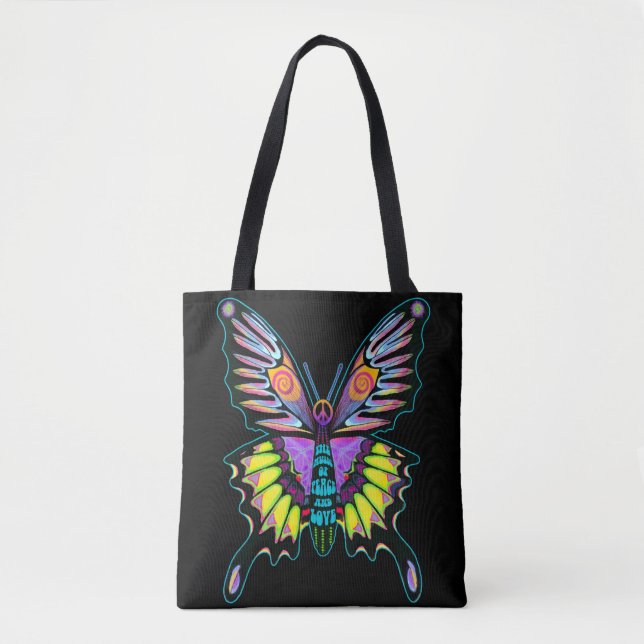 Psychedelic Peace Butterfly Tasche (Vorderseite)
