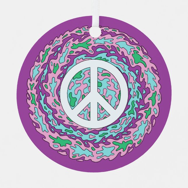 Psychedelic Peace Keramik Ornament (Vorderseite)