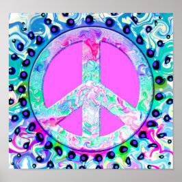 Psychedelic Peace Sign Abstrakt Poster