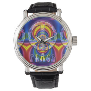 Psychedelic Peace Sign Armbanduhr