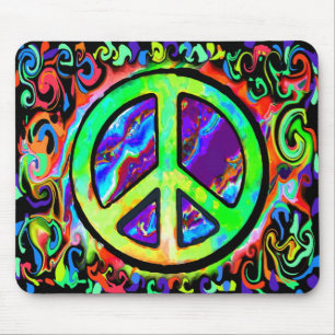 Psychedelic Peace Sign Mousepad