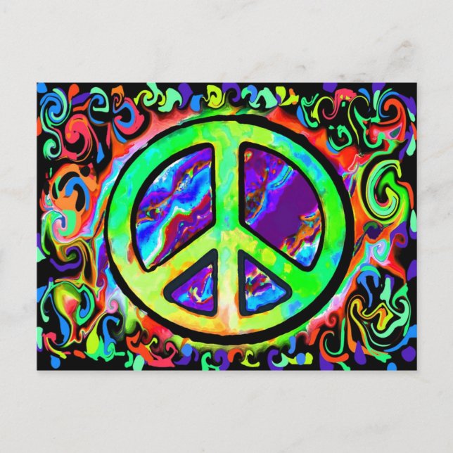 Psychedelic Peace Sign Postkarte (Vorderseite)