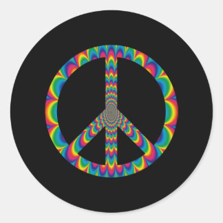 Psychedelic Peace Sign Runder Aufkleber
