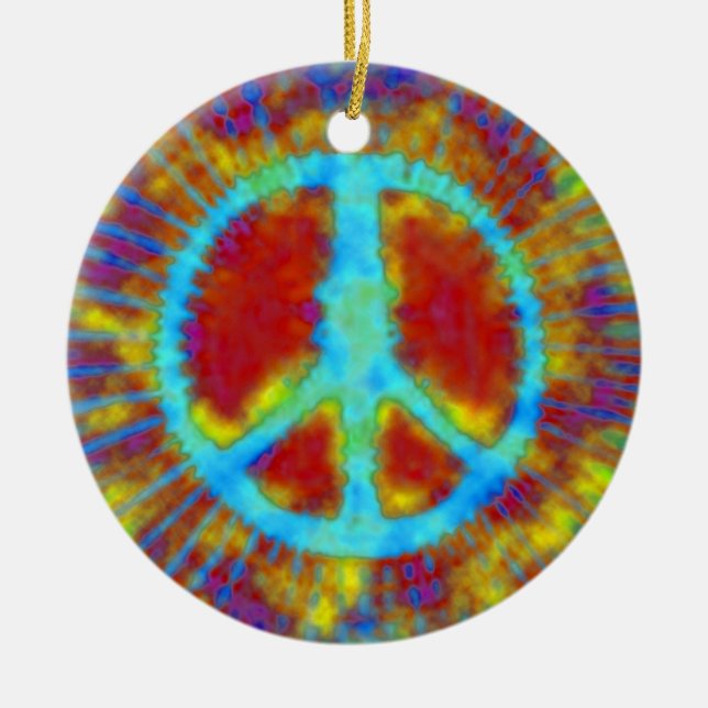 Psychedelic Peace Sign Weihnachten Keramikornament (Vorne)