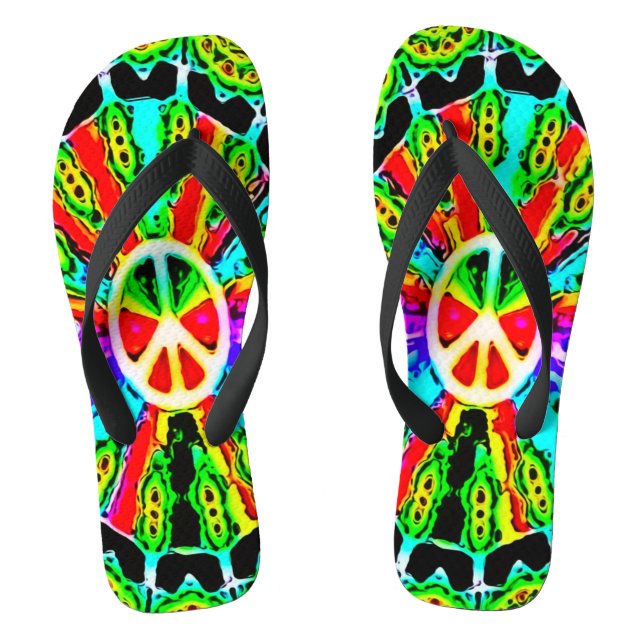 Psychedelic Peace Wheels Sandals Flip Flops (Fußbett)