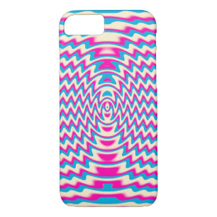 Psychedelic Pink Blue Sound Waves iPhone 7 Coque