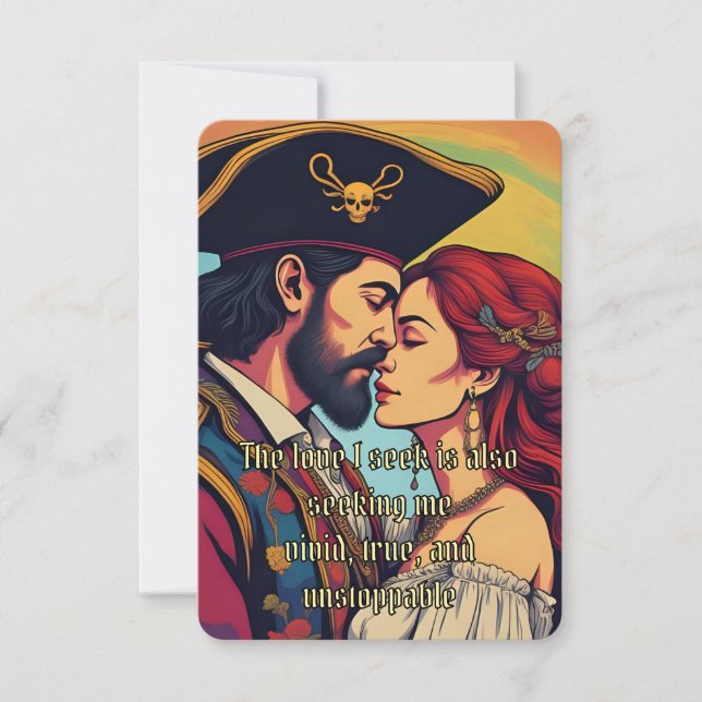Psychedelic Pirate Finding Liebe Affirmation Card RSVP Karte (Vorderseite)