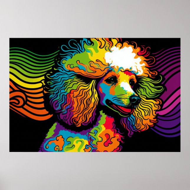 Psychedelic Poodle Dog Design Poster (Vorne)