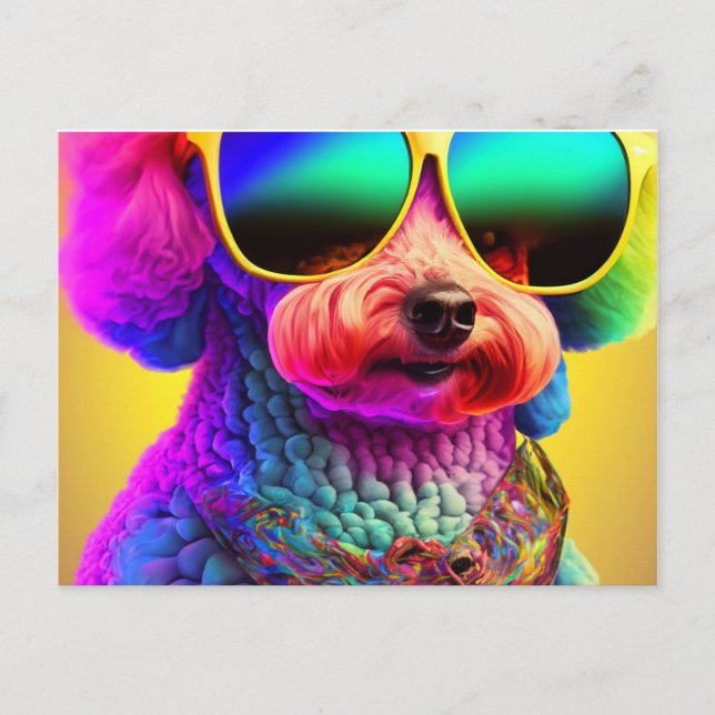 Psychedelic Poodle Postkarte (Vorderseite)