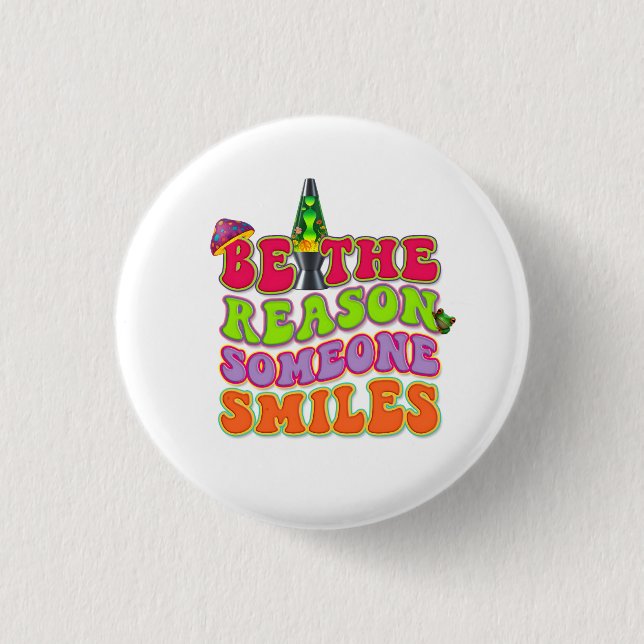 PSYCHEDELIC POSITIVE LAVA LAMP HIPPIE MUSHROOM BUTTON (Vorderseite)