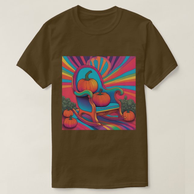 Psychedelic Pumpkins Chair Brown T - Shirt (Design vorne)