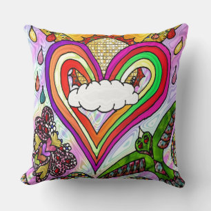 Psychedelic Rainbow Heart Art Print Kissen