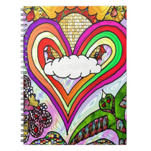 Psychedelic Rainbow Heart Art Print Notizblock