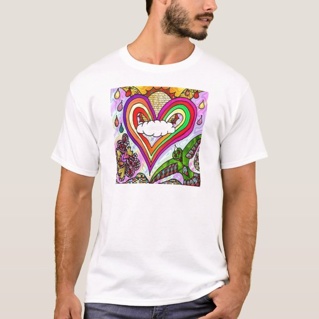 Psychedelic Rainbow Heart Art Print T-Shirt (Vorderseite)