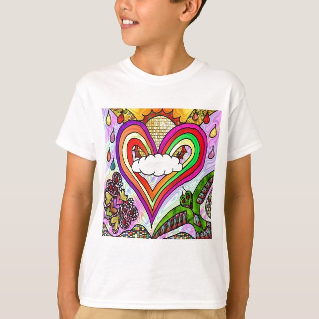 Psychedelic Rainbow Heart Art Print T-Shirt (Vorderseite)