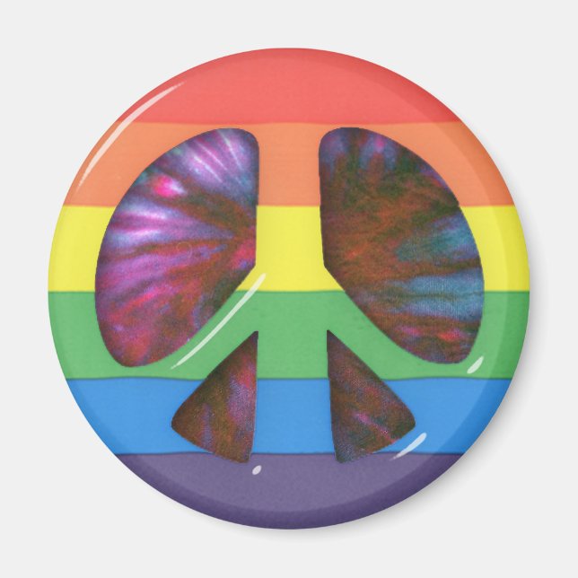 Psychedelic RainBow Peace Symbol Magnet (Vorne)