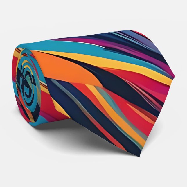 Psychedelic Rainbow Waves Schlips Krawatte (Gerollt)
