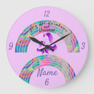 Psychedelic Rainbows and Unicorns Thunder_Cove  Große Wanduhr