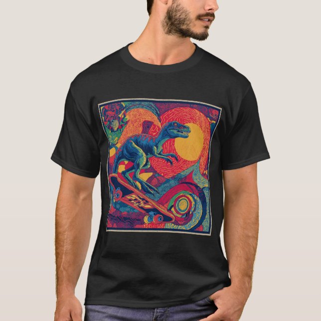 Psychedelic Raptor Skater T-Shirt (Vorderseite)