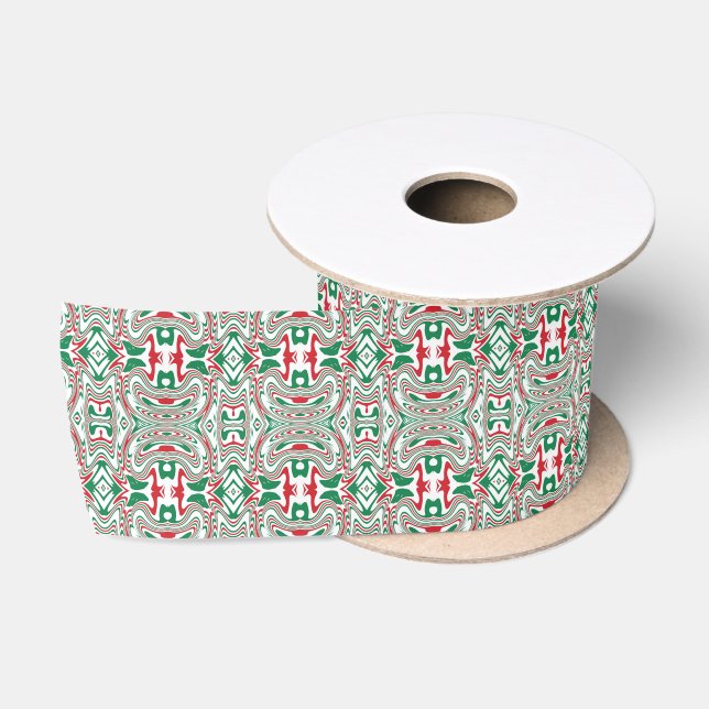 Psychedelic Retro Bold Groovy Weihnachtsmuster Satinband (Spule)