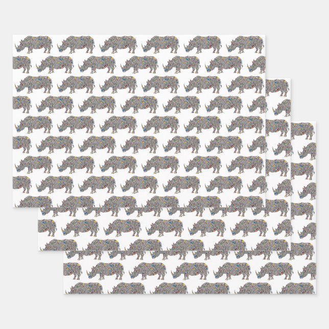 Psychedelic Rhinoceros Geschenkpapier Set (Set)