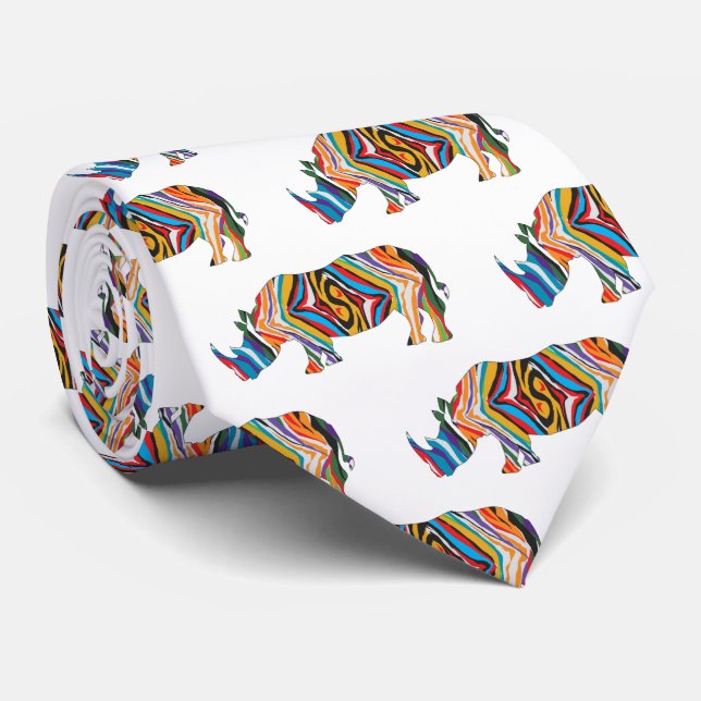 Psychedelic Rhinoceros Krawatte (Gerollt)