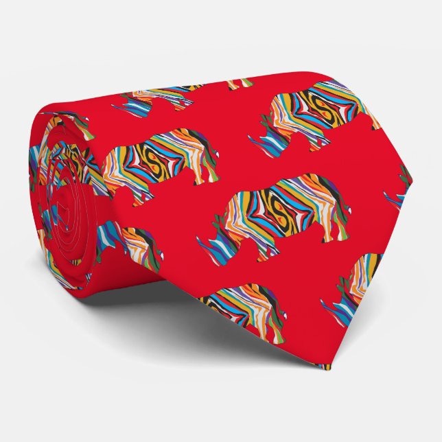 Psychedelic Rhinoceros Krawatte (Gerollt)