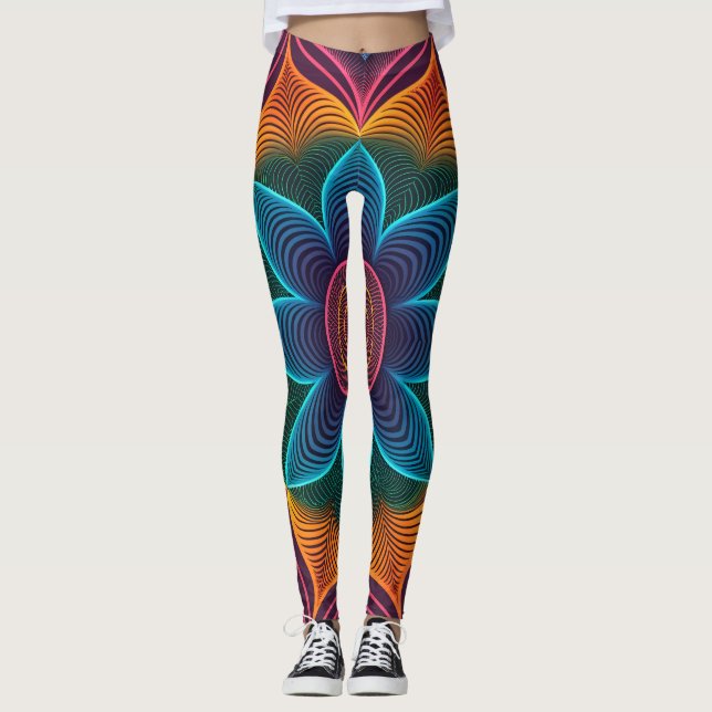 Psychedelic Ripple Illusion | Seamless 3D Neon  Leggings (Vorderseite)